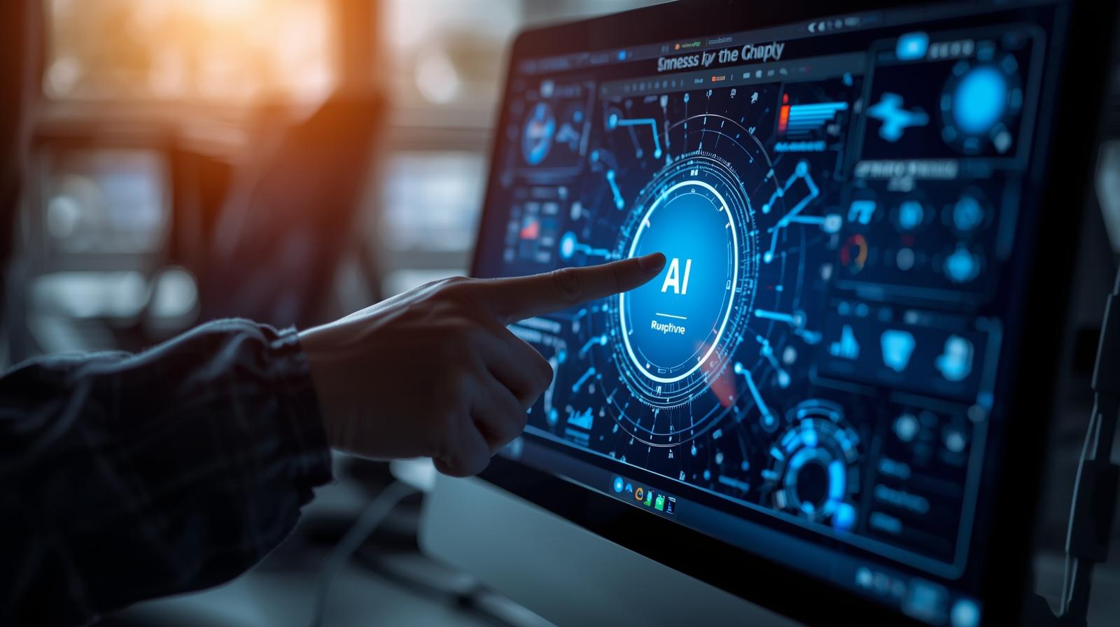 パソコンを指差している画像