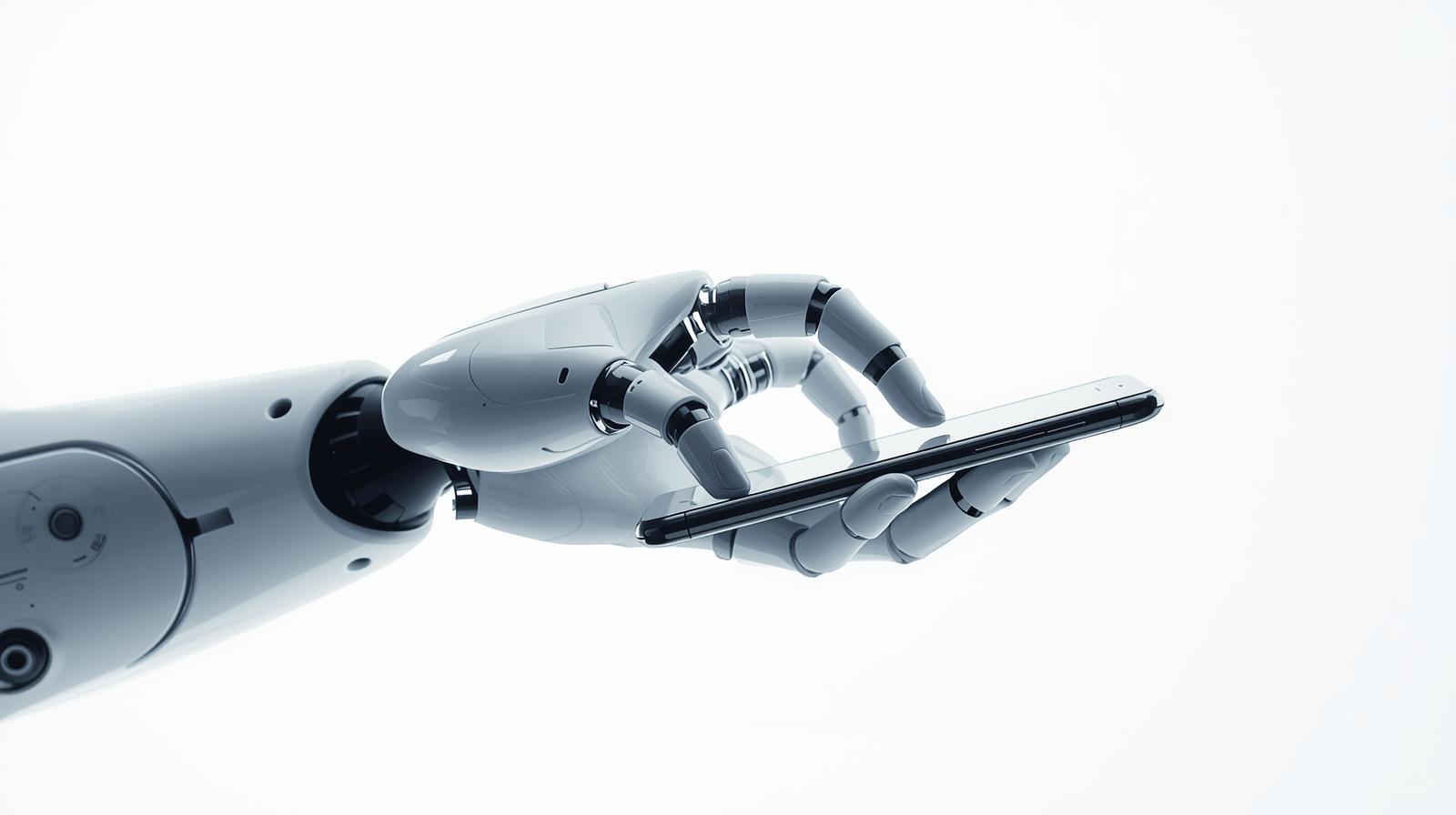 AIがスマートフォンを操作している手元の画像