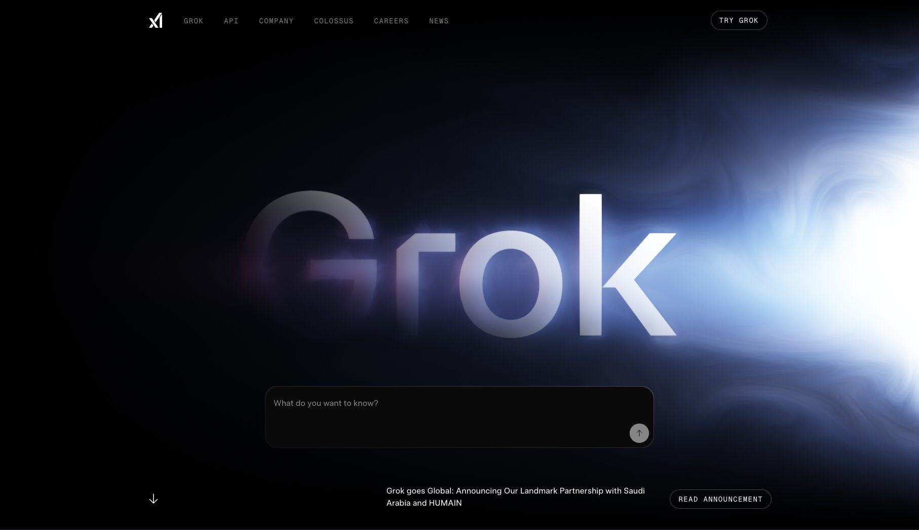 Grok公式サイトのトップページ