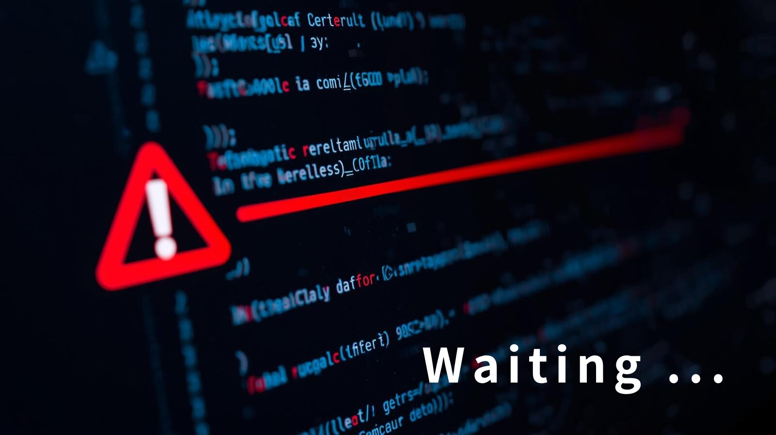 パソコン画面にエラーが出ている画像。右下に「Wauting…」