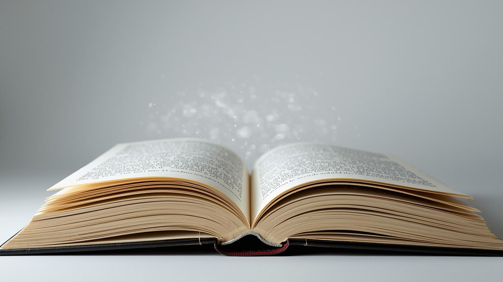 開かれた本がキラキラと輝いている