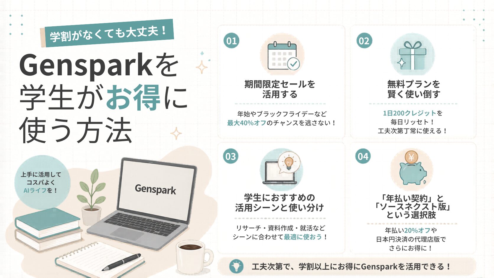 Gensparkの学割がなくても学生がお得に使う方法
