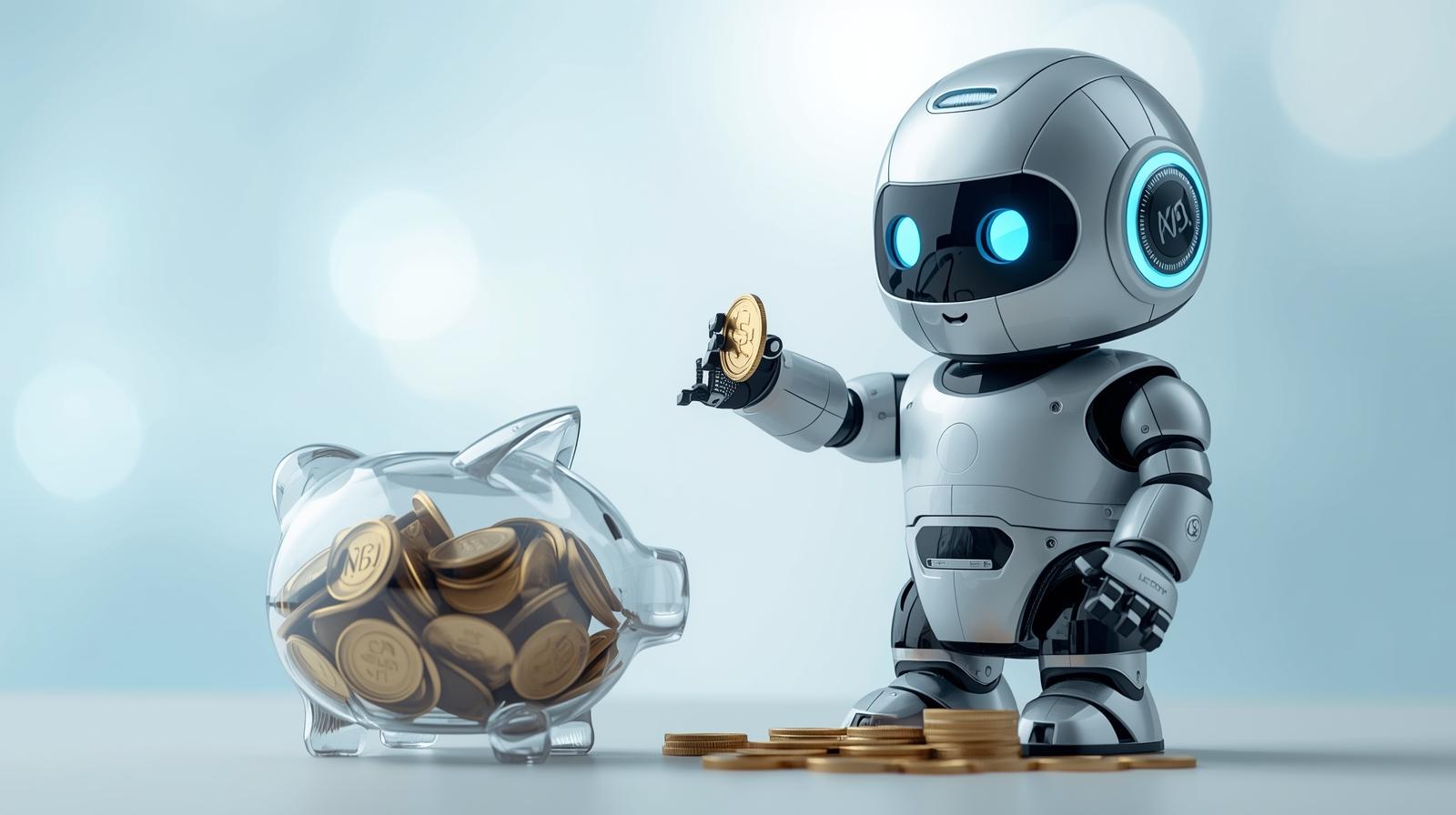 貯金しているロボットの画像